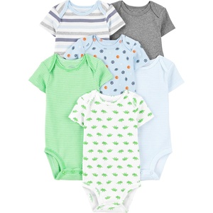 Simple Joys by Carter’s Baby Boys 6-Pack Short-Sleeve Bodysuit(Multicolor/Dinosaur/Sports/Stripe)
