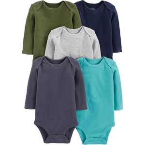 Simple Joys by Carter’s Baby Boys Long-Sleeve Bodysuit Pack of 5Bodysuit(Blue/Grey Heather/Navy/Olive/Washed Navy)