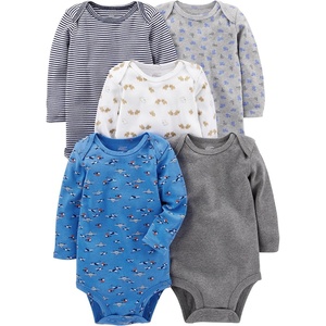Simple Joys by Carter’s Baby Boys Long-Sleeve Bodysuit Pack of 5Bodysuit(Blue/Grey/White)