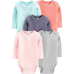 Simple Joys by Carter’s Baby Girls 5-pack Long-sleeve Bodysuit(Grey/Mint Green/Navy/Peach/Pink)