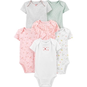 Simple Joys by Carter’s Baby Girls 6 Pack Short Sleeve Bodysuit(Multicolor/Cat/Dots/Floral)
