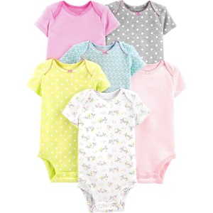 Simple Joys by Carter’s Baby Girls 6 Pack Short Sleeve Bodysuit(Multicolor/Ducks/Floral/Polka Dot/Stripe)