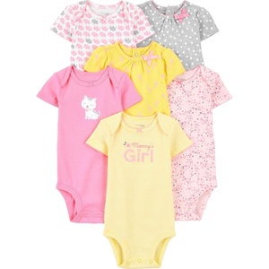 Simple Joys by Carter’s Baby Girls 6 Pack Short Sleeve Bodysuit(Pink/Yellow)