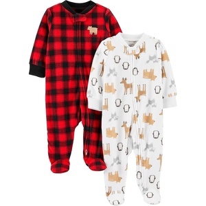 Simple Joys by Carter’s Baby In 2pk Fleece Snp Santa Trees(Buffalo Check/Forest Animals)