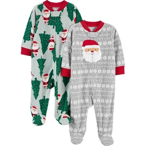 Simple Joys by Carter’s Baby In 2pk Fleece Snp Santa Trees(Green Santa/Grey Festive Print)