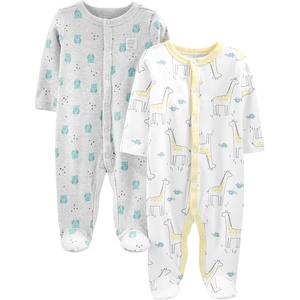Simple Joys by Carter’s Baby Neutral 2-pack Cotton Footed Sleep and Play(Grey Owl/White Giraffe)