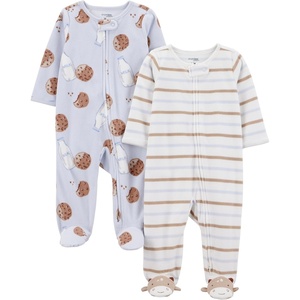 Simple Joys by Carter’s Unisex Baby 2-pack Neutral Fleece Footed Sleep and Play(Milk and Cookies)