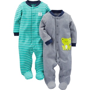 Simple Joys by Carter’s baby-boys 2-way Zip Thermal Footed Sleep and Play, Pack of 2(Navy Stripe/Turquoise Blue Stripe)