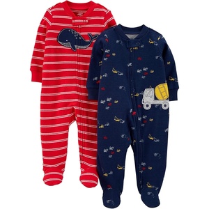 Simple Joys by Carter’s baby-boys 2-way Zip Thermal Footed Sleep and Play, Pack of 2(Navy Trucks/Red Whale)