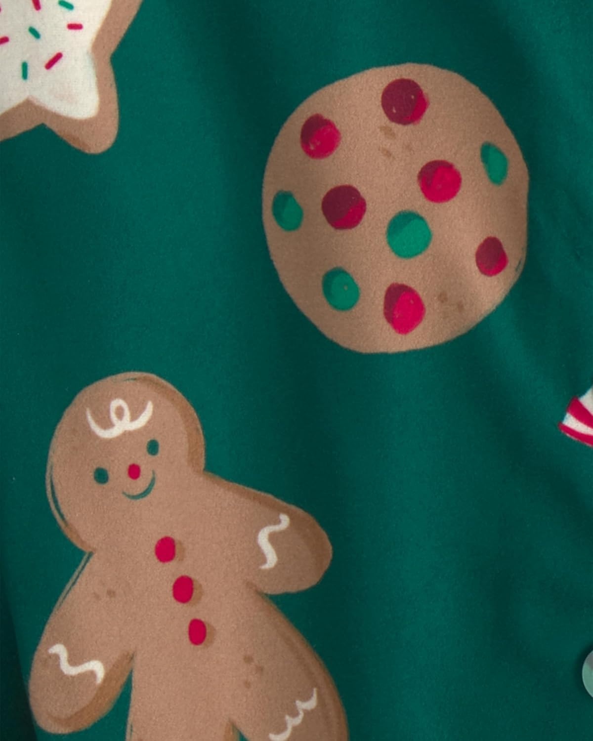 image:imageCarters Baby 2piece Fleece Holiday Coat PjsGreen Gingerbread Cookie