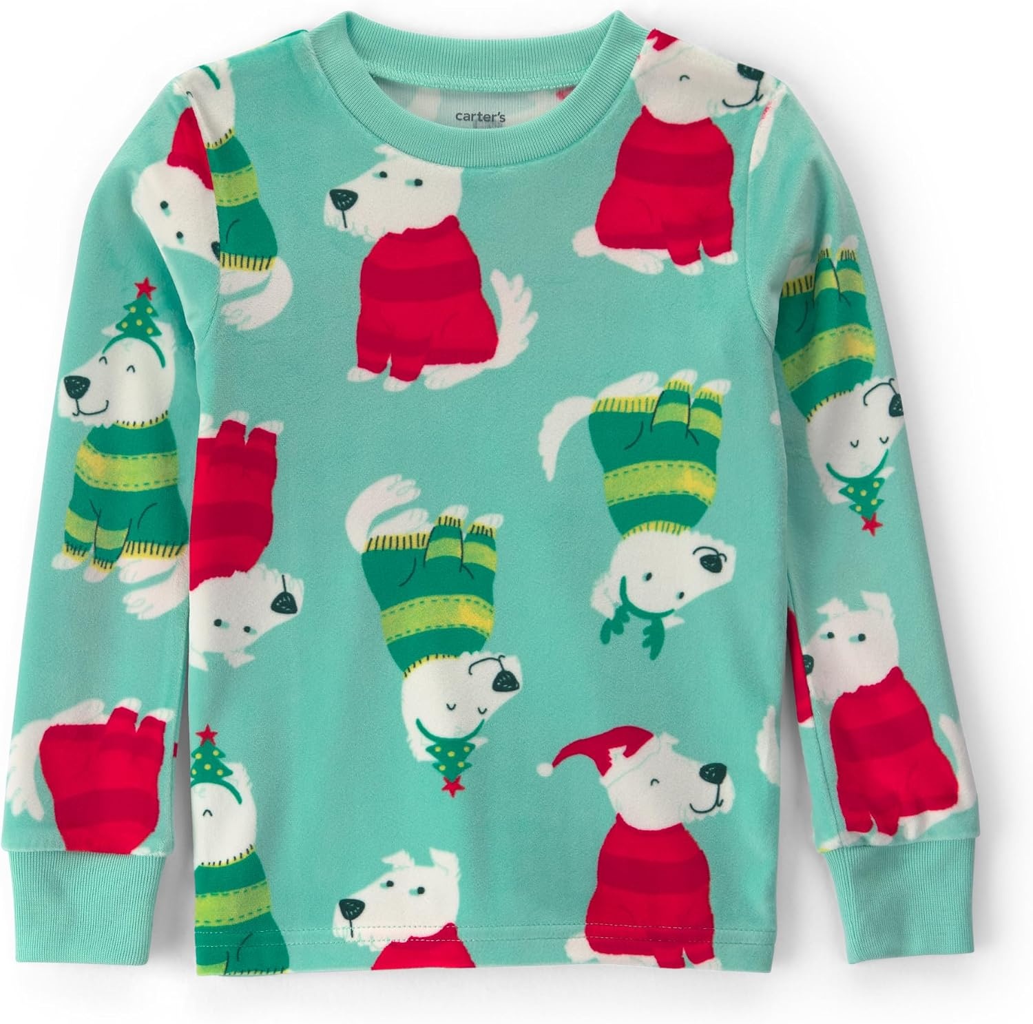 image:imageCarters Baby 2piece Fleece Holiday PjsGreen Dog