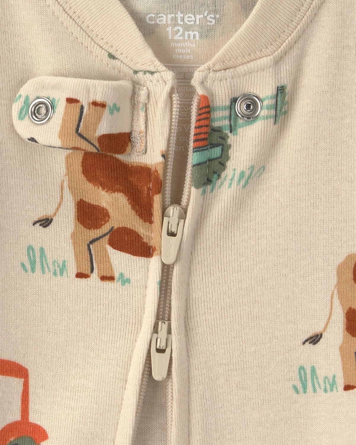 image:imageCarters Baby Boys 1piece Cotton PjFarm Print W Cow Feet