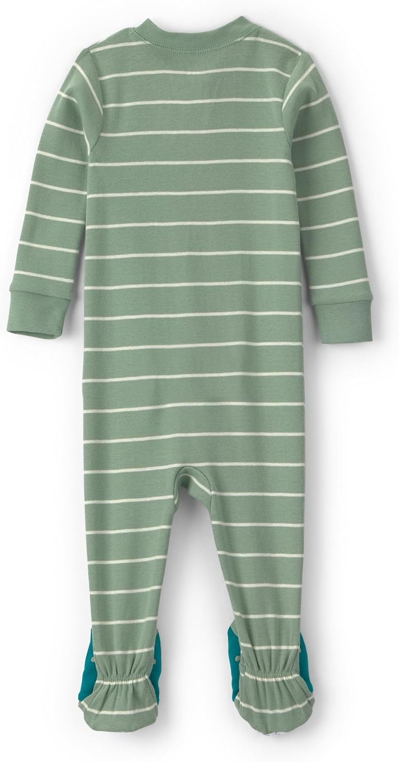 image:imageCarters Baby Boys 1piece Cotton PjGreen Stripe Dino Feet