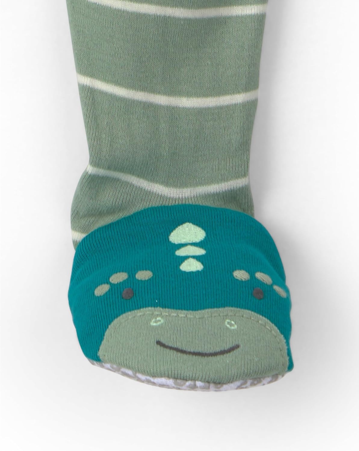 image:imageCarters Baby Boys 1piece Cotton PjGreen Stripe Dino Feet