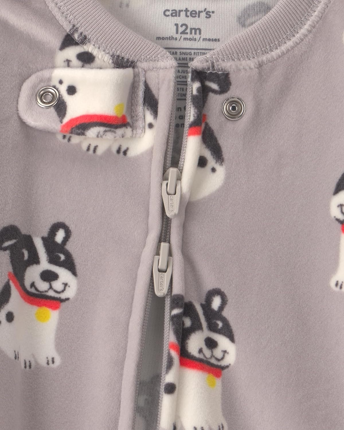 image:imageCarters Baby Boys 1piece Fleece PjGrey Boxer Dog
