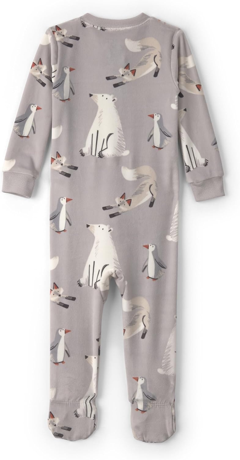 image:imageCarters Baby Boys 1piece Fleece PjGrey Winter Animals