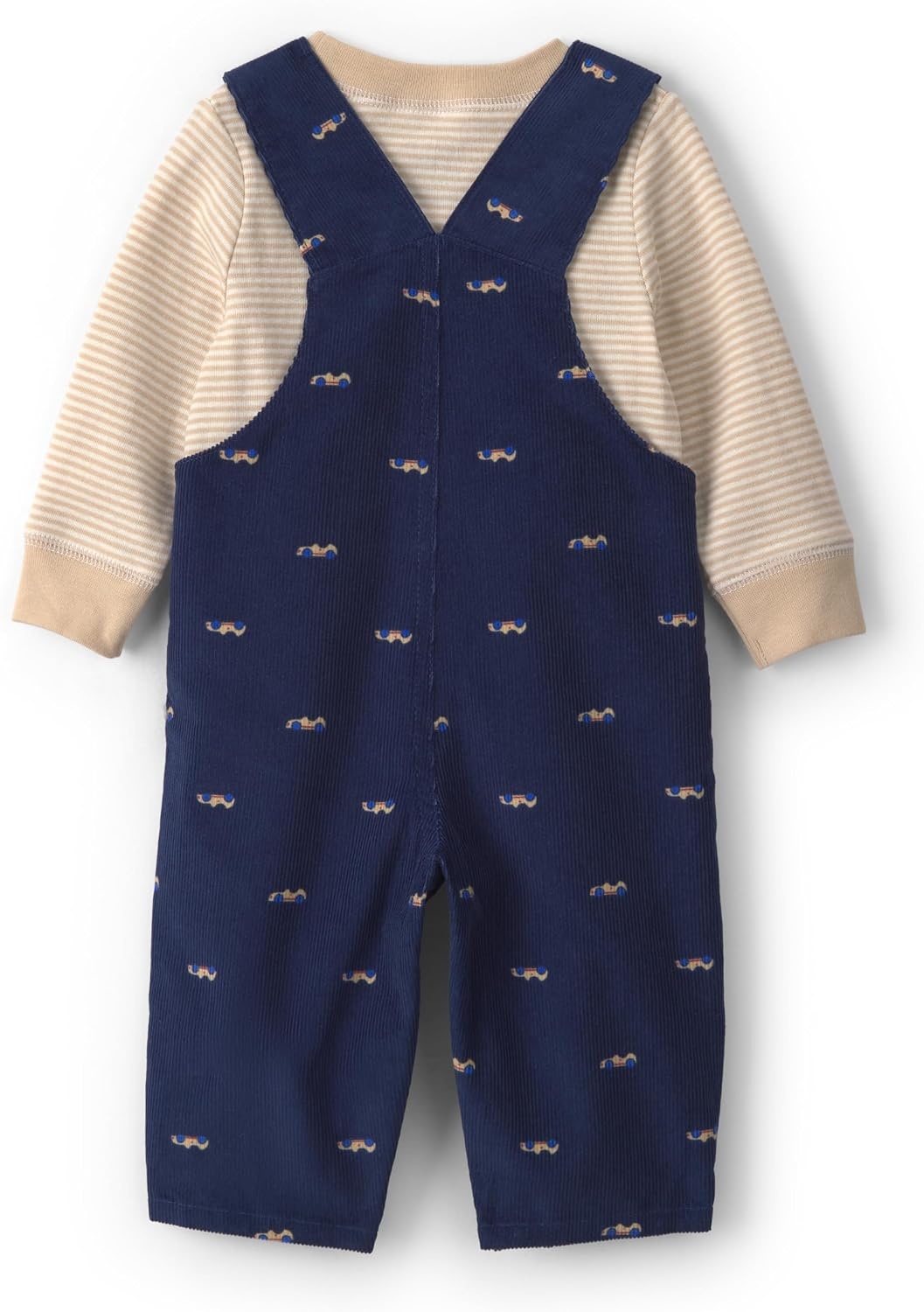 image:imageCarters Baby Boys 2piece Overall Set Blue Navy Sports PatchesBlue Cream Car