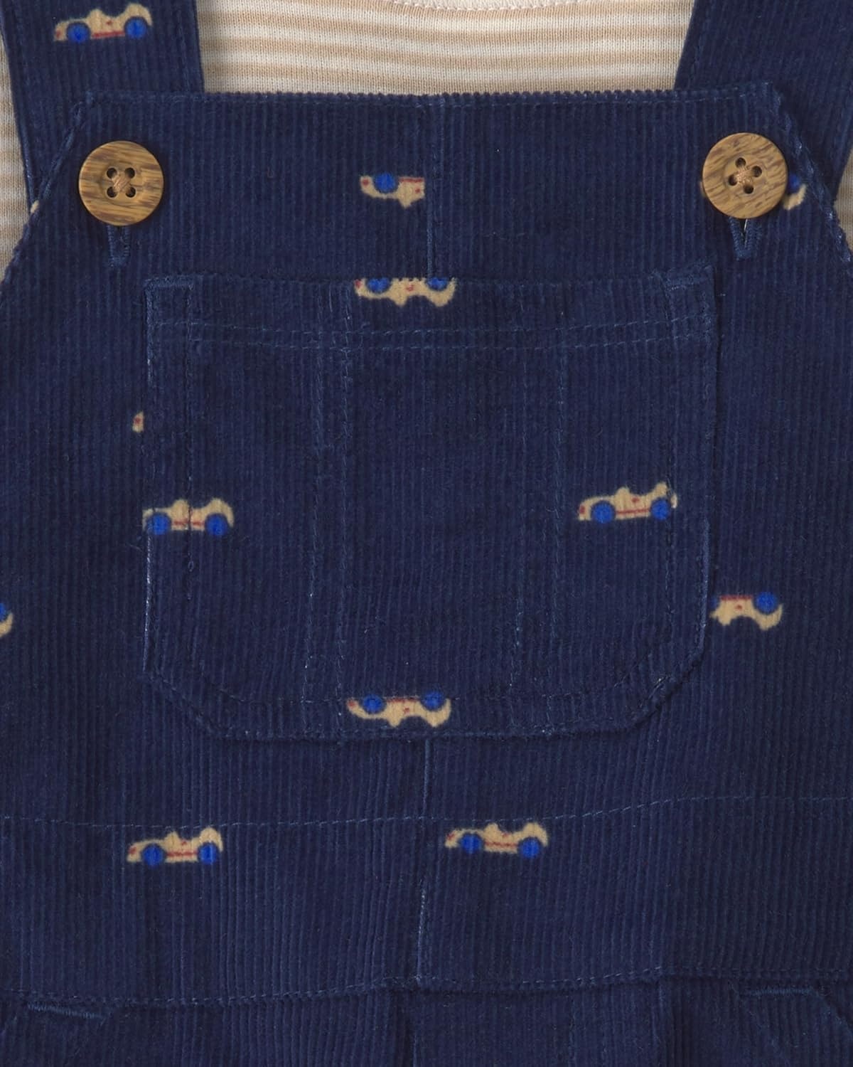 image:imageCarters Baby Boys 2piece Overall Set Blue Navy Sports PatchesBlue Cream Car