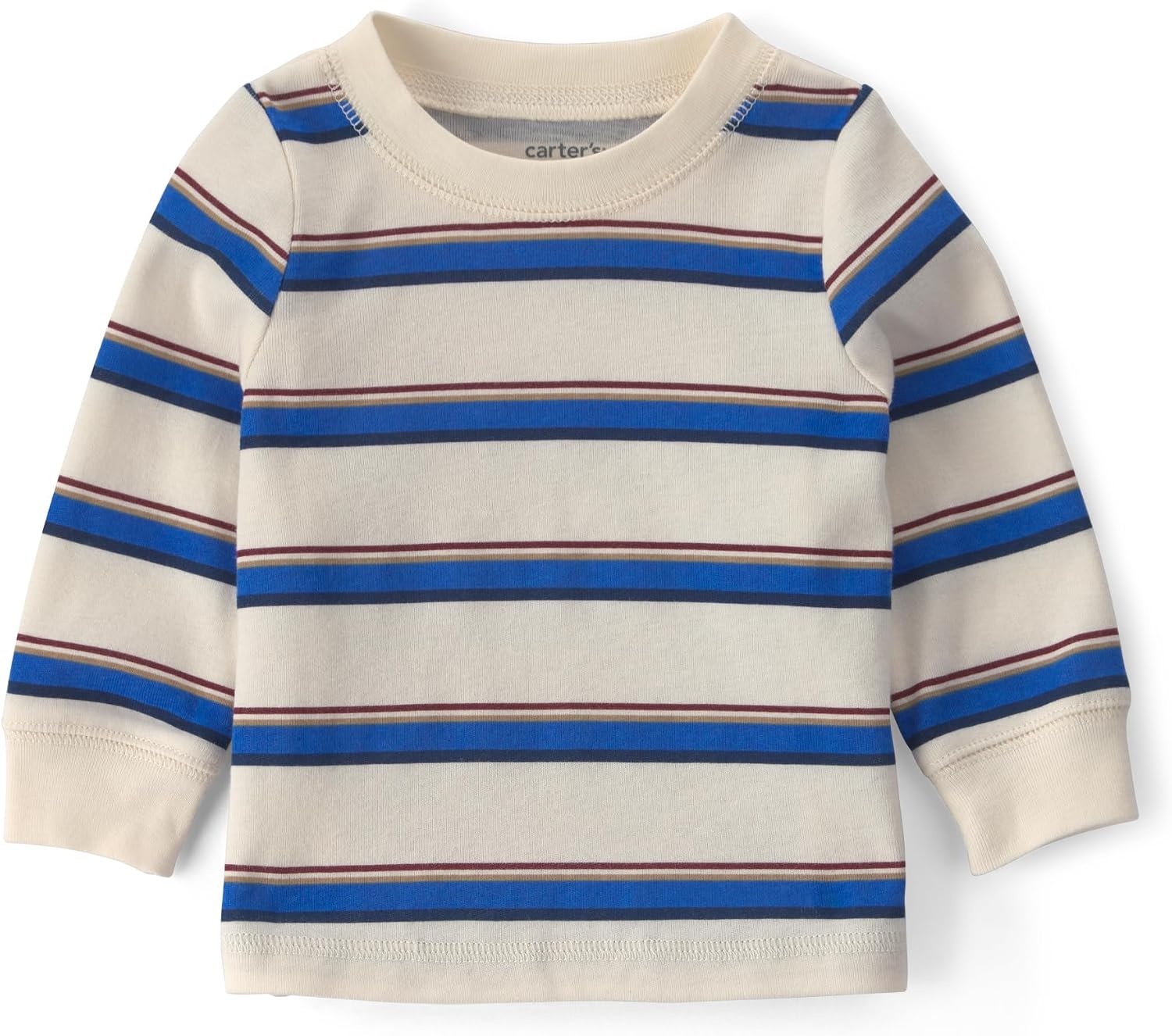 image:imageCarters Baby Boys 2piece Overall Set Blue Navy Sports PatchesBlue Cream Denim Stripe