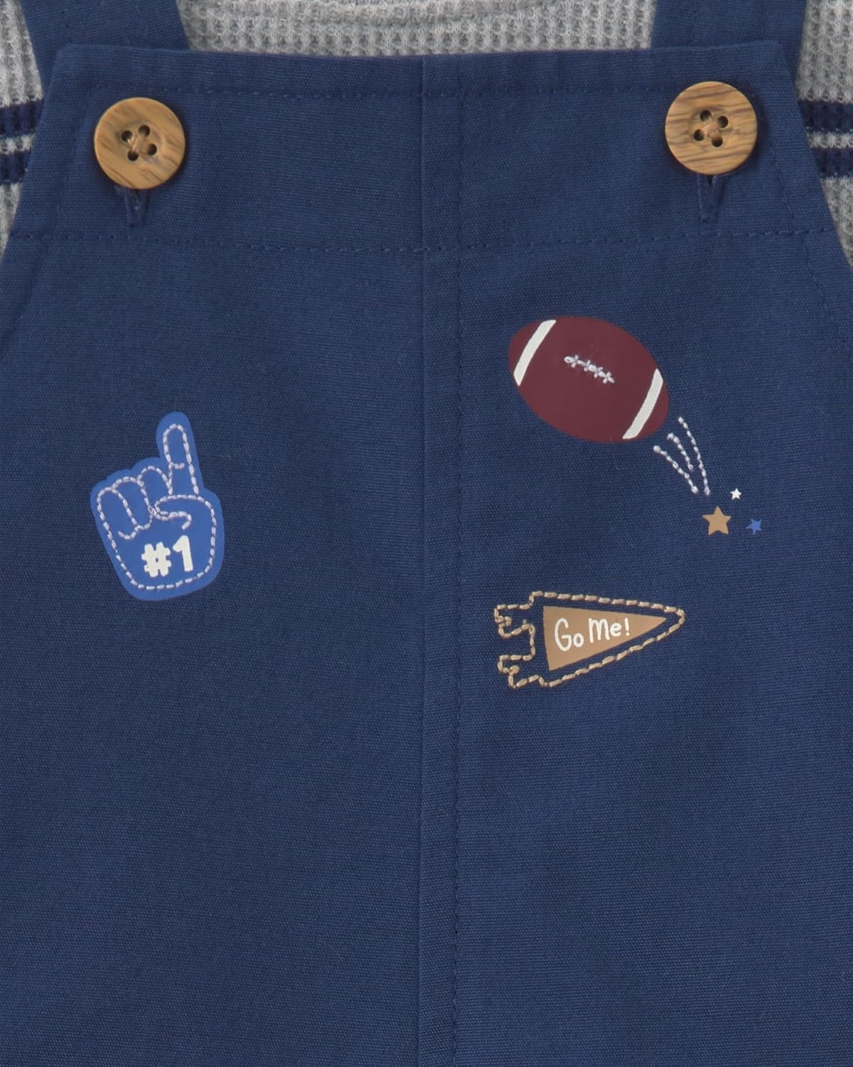 image:imageCarters Baby Boys 2piece Overall Set Blue Navy Sports PatchesBlue Navy Sports Patches