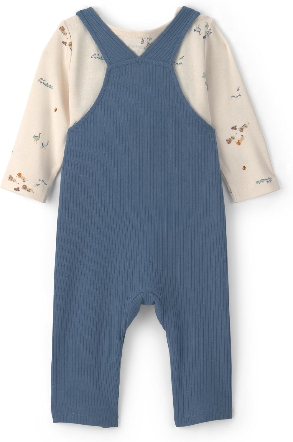image:imageCarters Baby Boys 2piece Overall Set Blue Navy Sports PatchesBlueCream