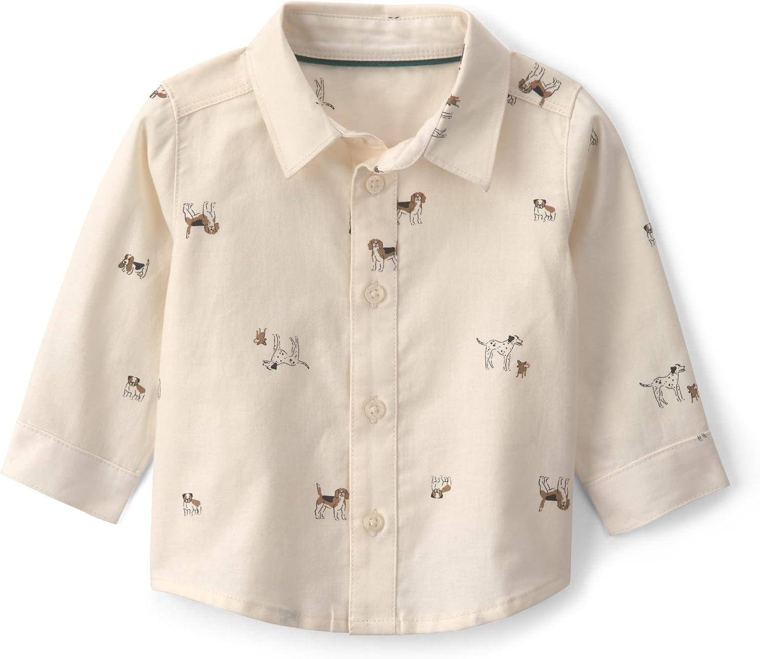 image:imageCarters Baby Boys 2piece Overall Set Blue Navy Sports PatchesBrown Cream Dogs Prints