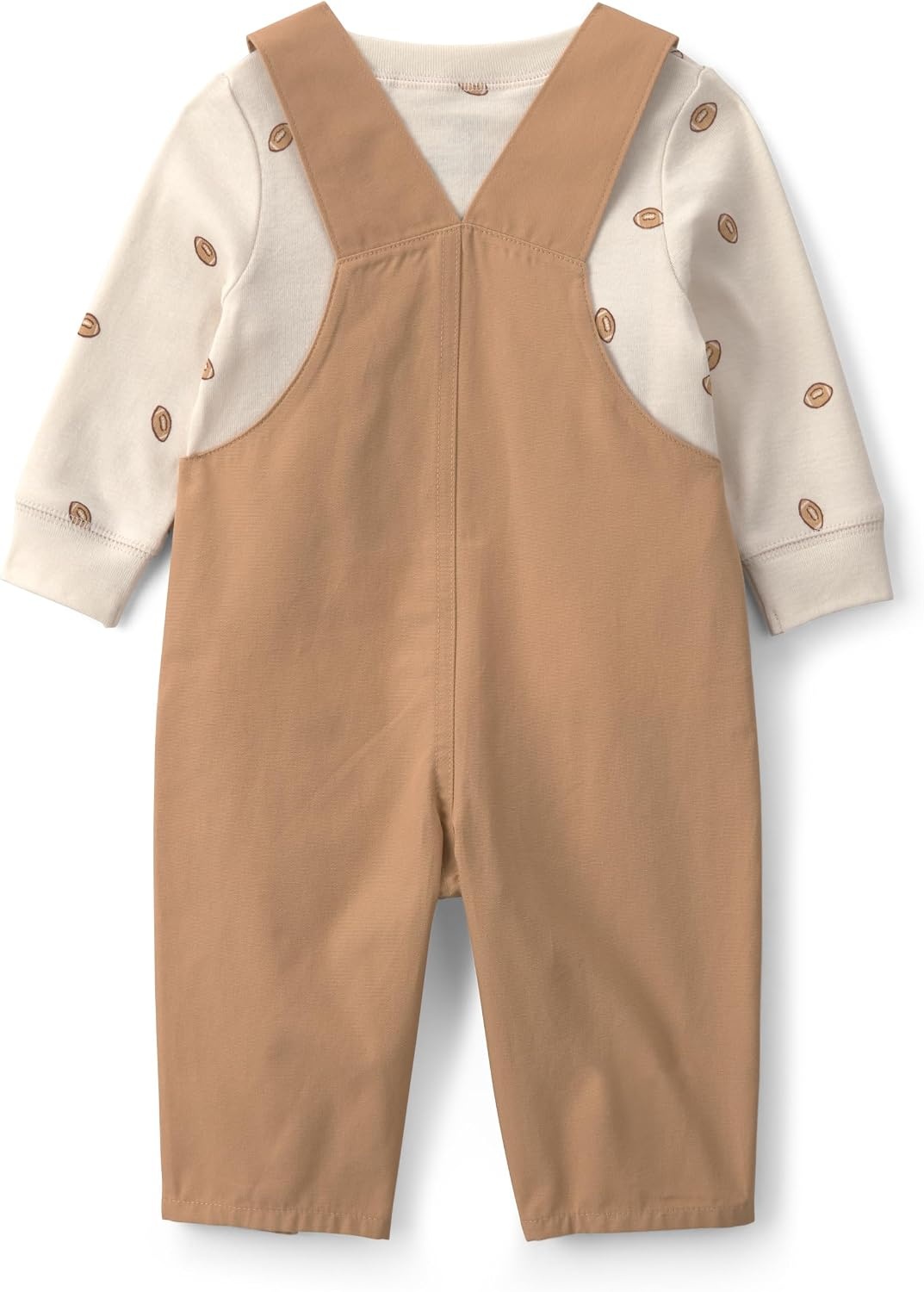 image:imageCarters Baby Boys 2piece Overall Set Blue Navy Sports PatchesBrown Cream Football Print