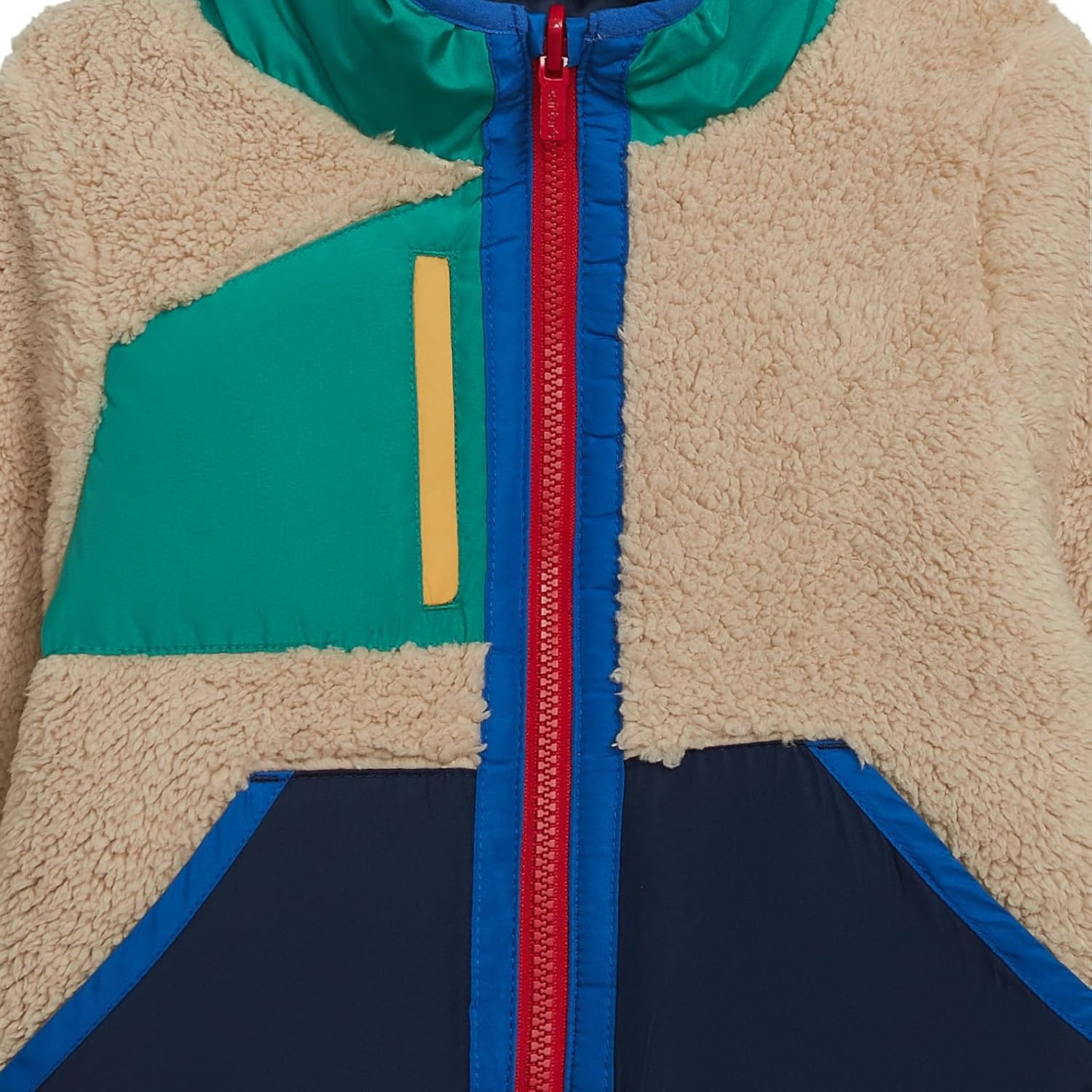 image:imageCarters Baby Boys Midweight Reversible SherpatoPoly Hooded JacketKhaki