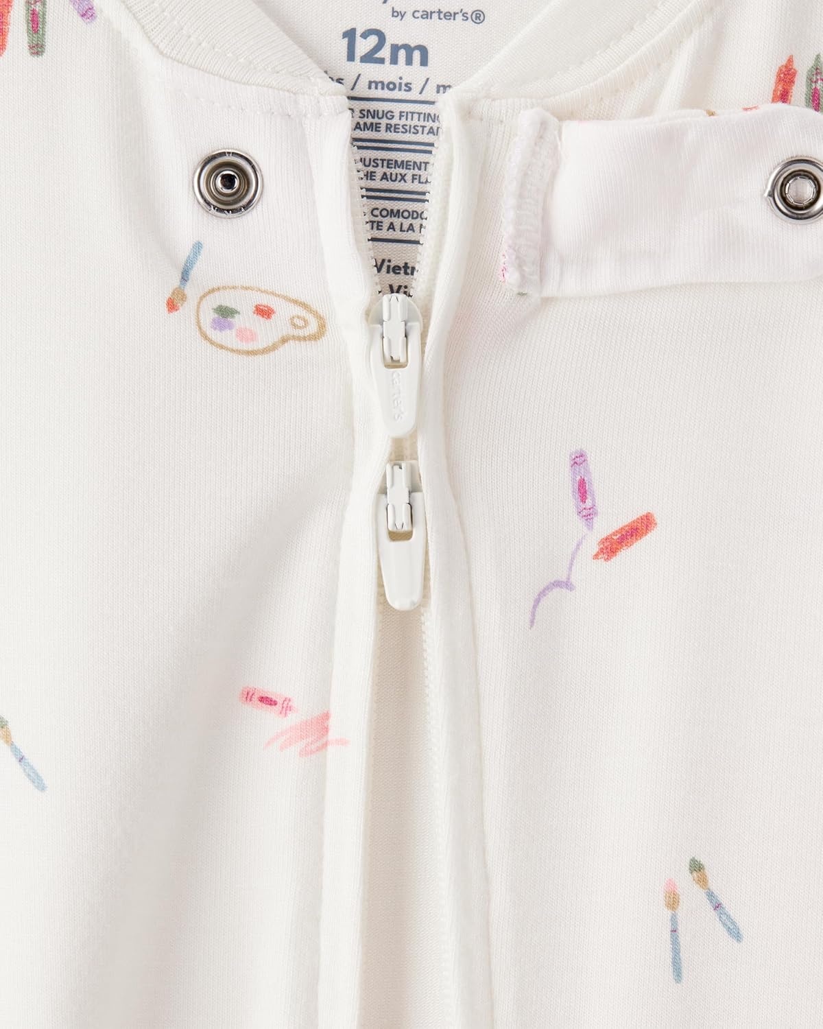 image:imageCarters Baby Boys Purelysoft Longsleeve 2way Zip PajamasArt Print