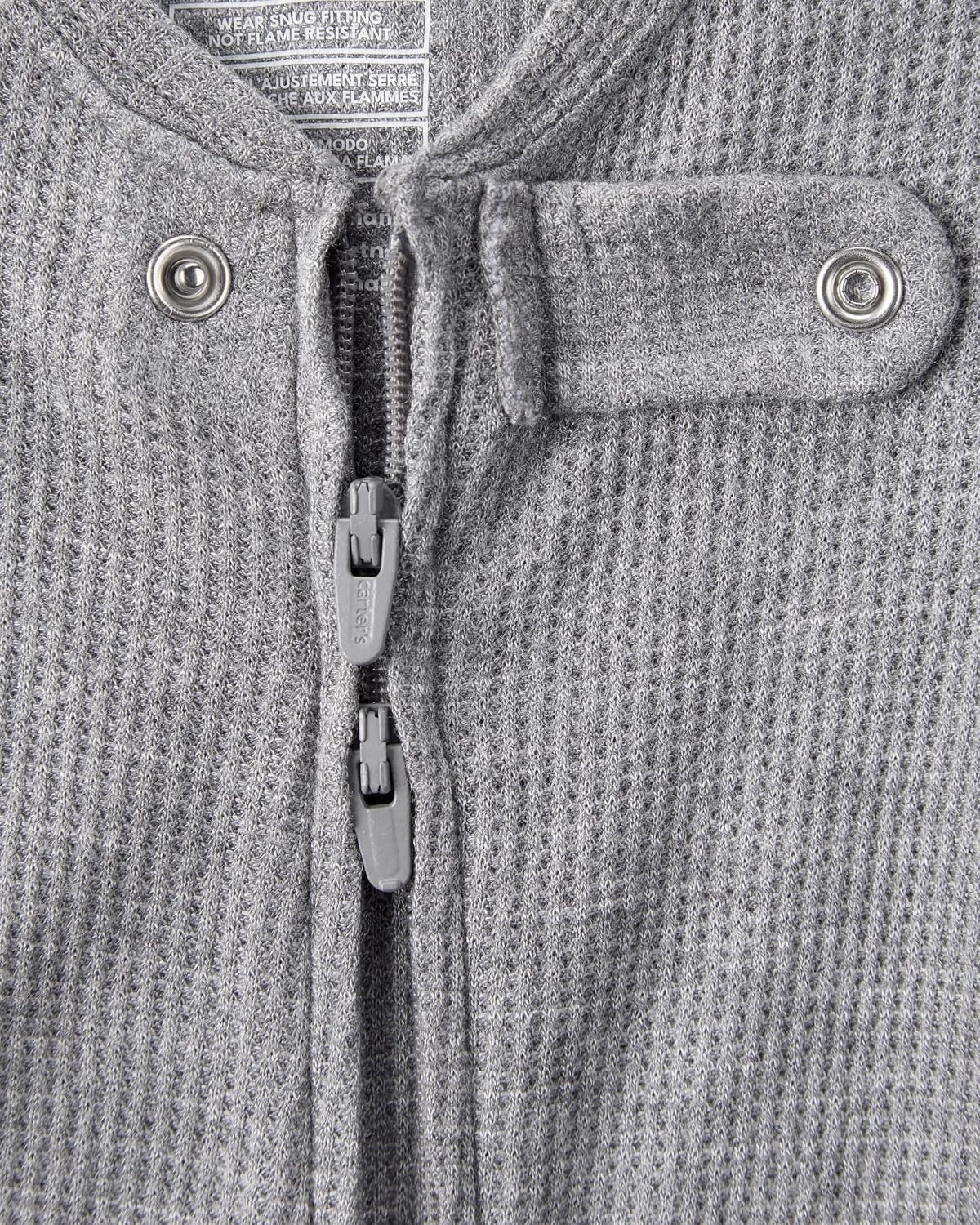 image:imageCarters Baby Boys Purelysoft Longsleeve 2way Zip PajamasGray Solid