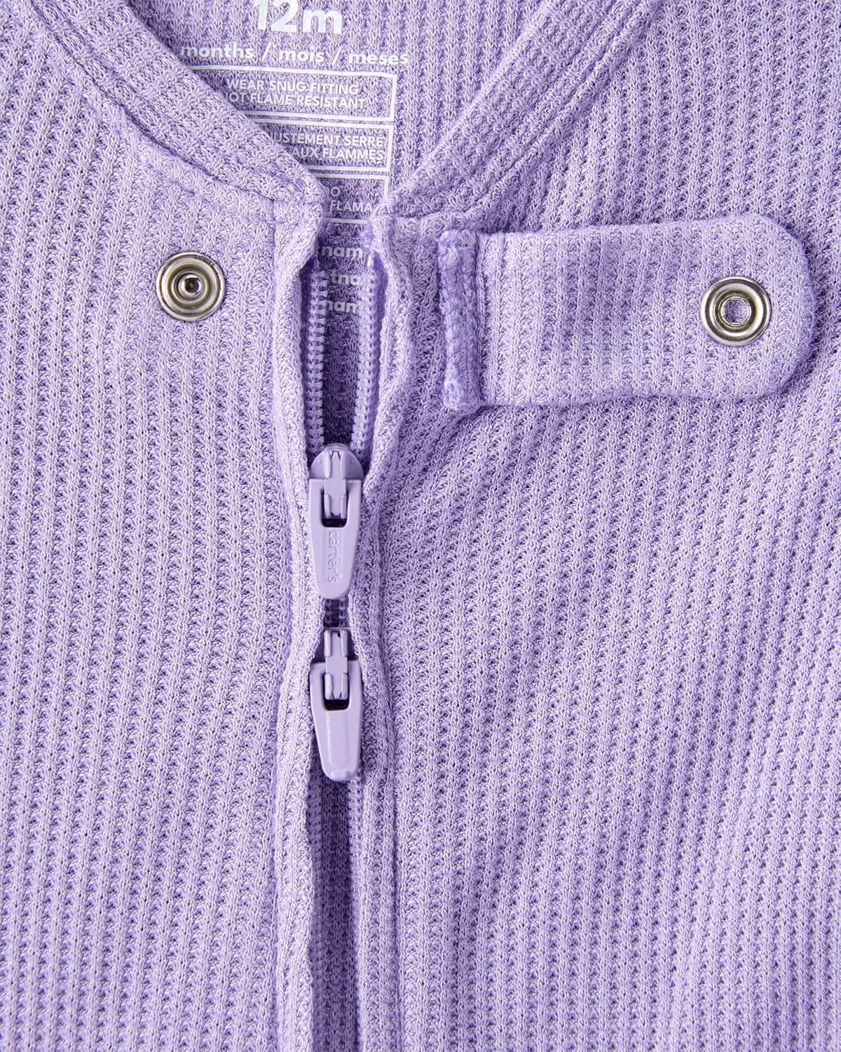 image:imageCarters Baby Boys Purelysoft Longsleeve 2way Zip PajamasPurple Solid