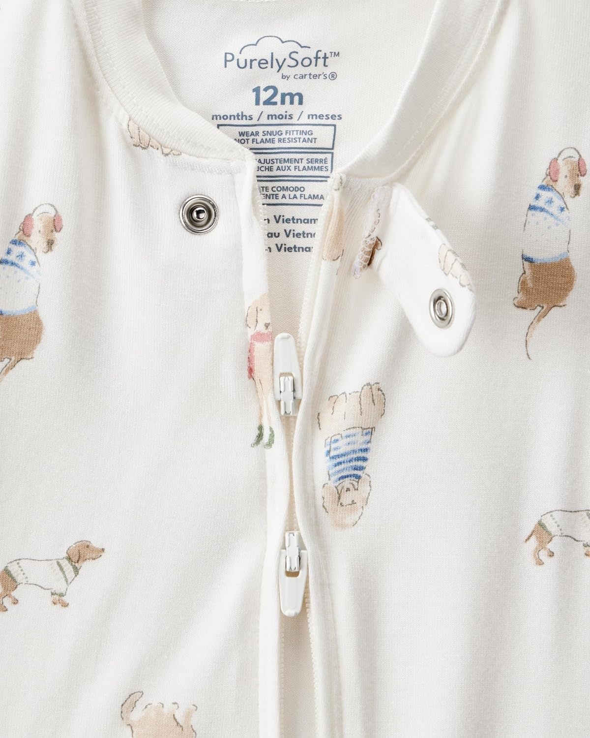 image:imageCarters Baby Boys Purelysoft Longsleeve 2way Zip PajamasWinter Dog
