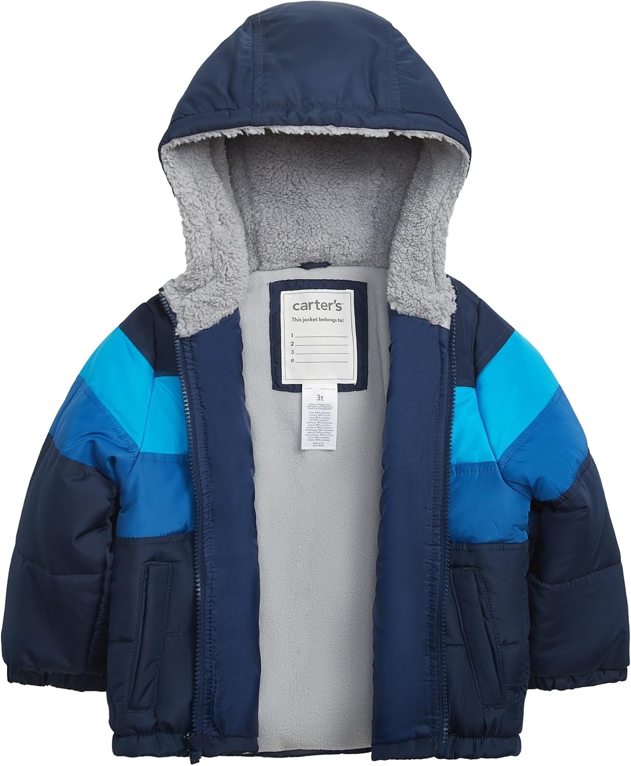 image:imageCarters Baby Boys Sherpalined Heavyweight Hooded Puffer JacketNavy
