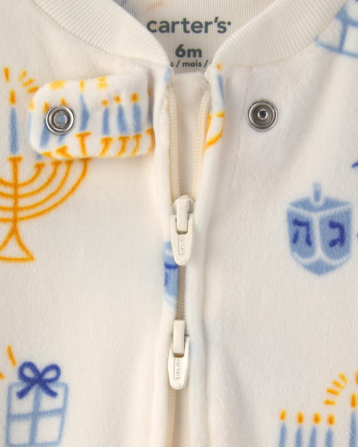 image:imageCarters Baby Fleece Holiday Sleep and PlayCream Hanukkah