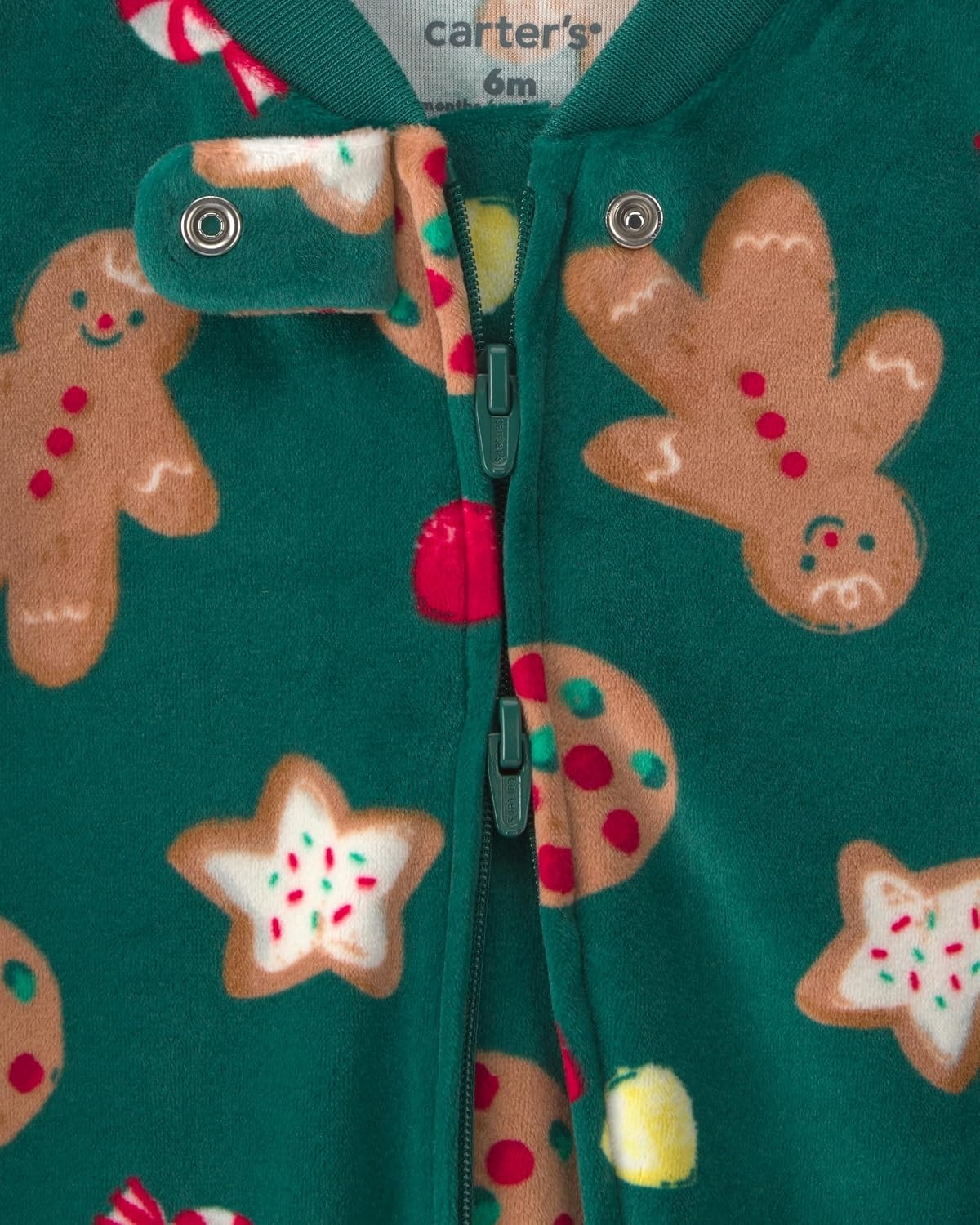image:imageCarters Baby Fleece Holiday Sleep and PlayGreen Gingerbread