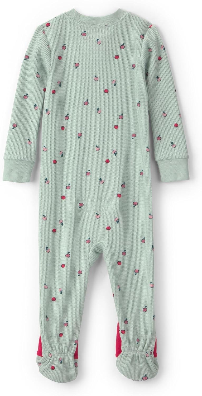 image:imageCarters Baby Girls 1piece Cotton PjBlue Green Apple Feet