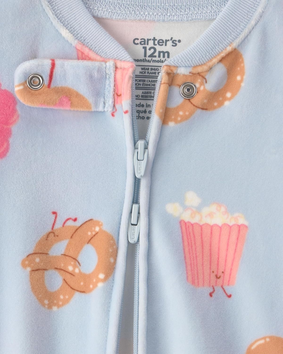 image:imageCarters Baby Girls 1piece Fleece PjFestival Food Print