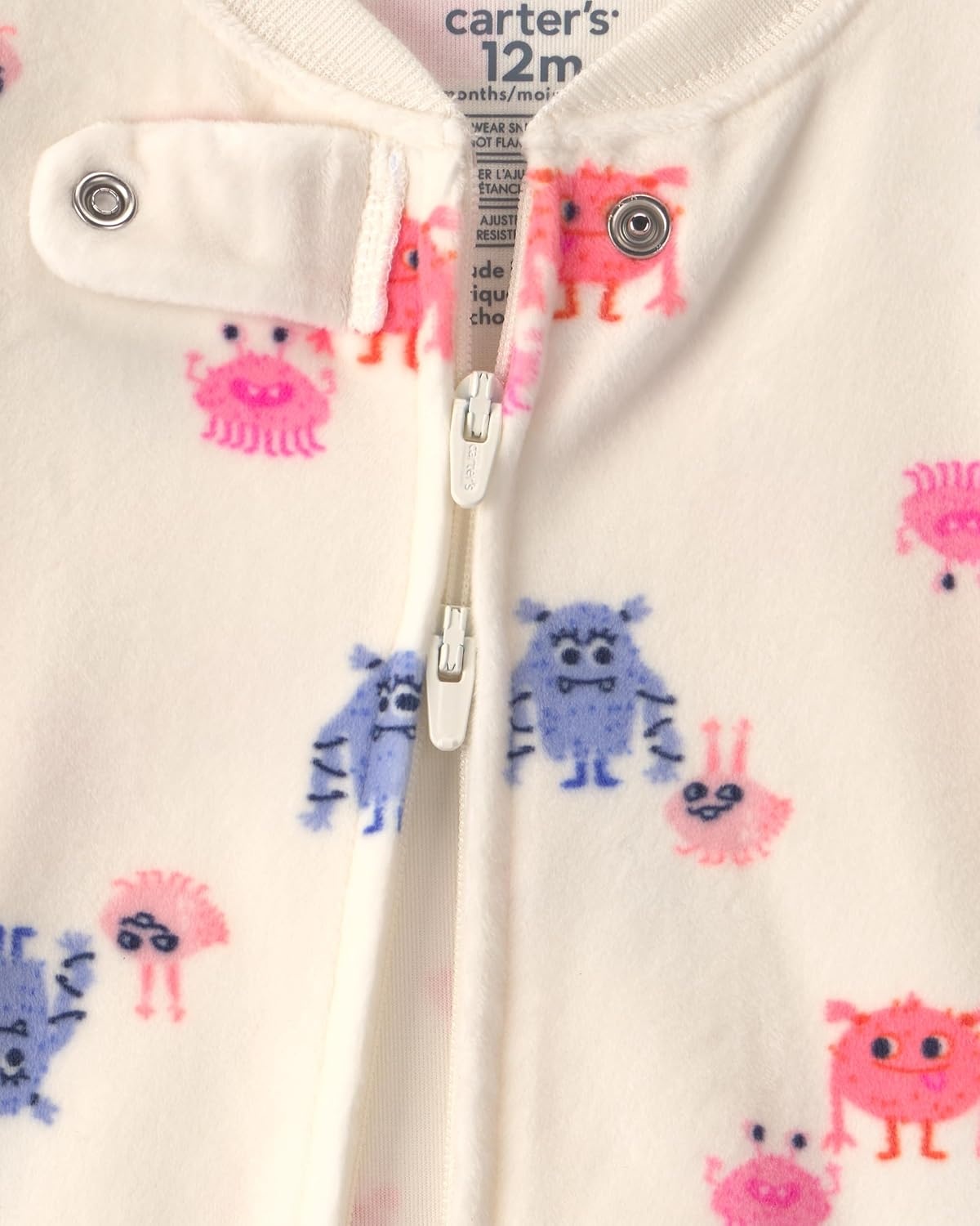 image:imageCarters Baby Girls 1piece Fleece PjGril Monster Feet