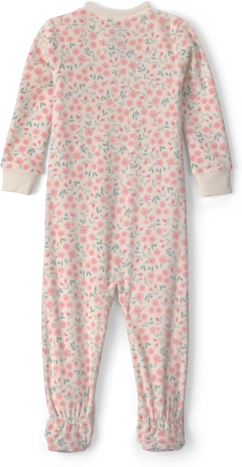 image:imageCarters Baby Girls 1piece Fleece PjIvory Ditzy Floral