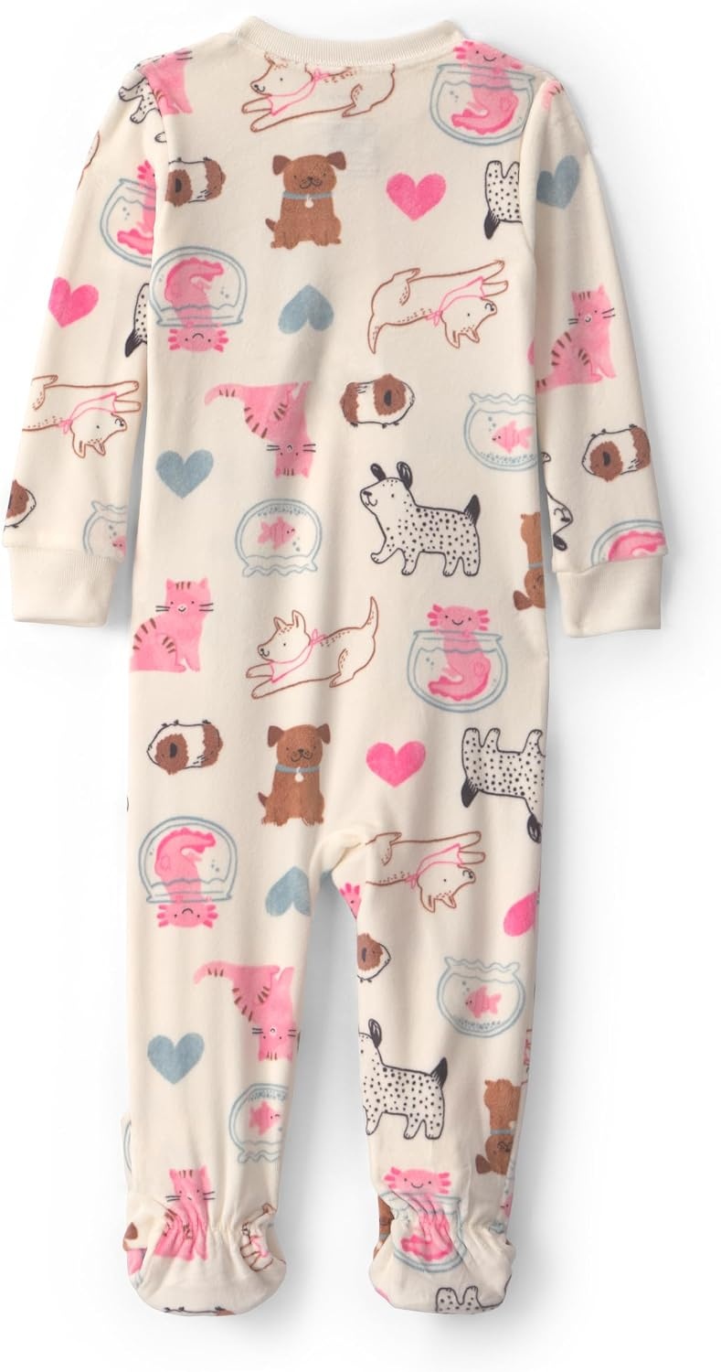 image:imageCarters Baby Girls 1piece Fleece PjIvory Pet