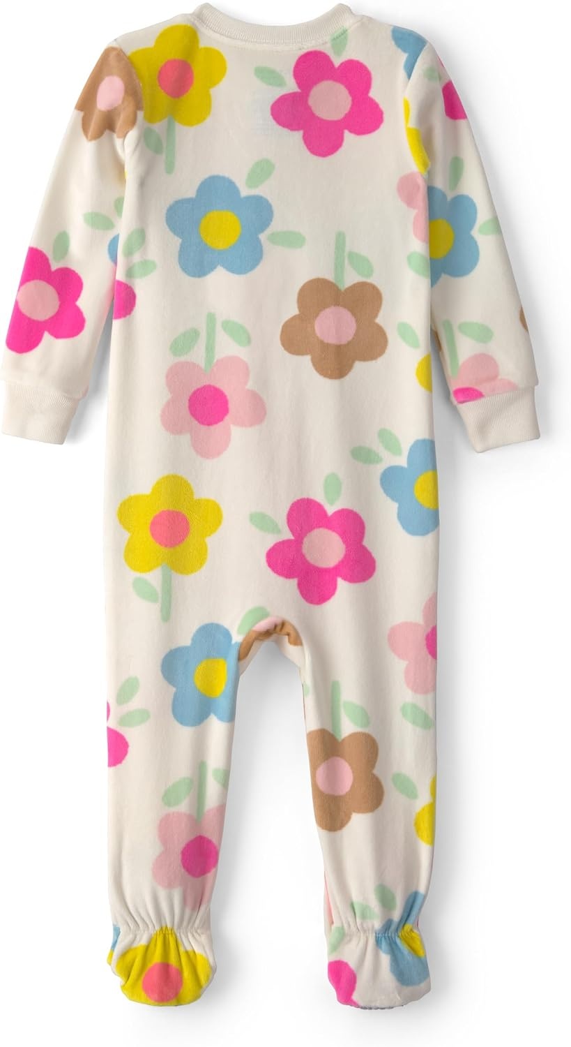image:imageCarters Baby Girls 1piece Fleece PjMulti Flowers