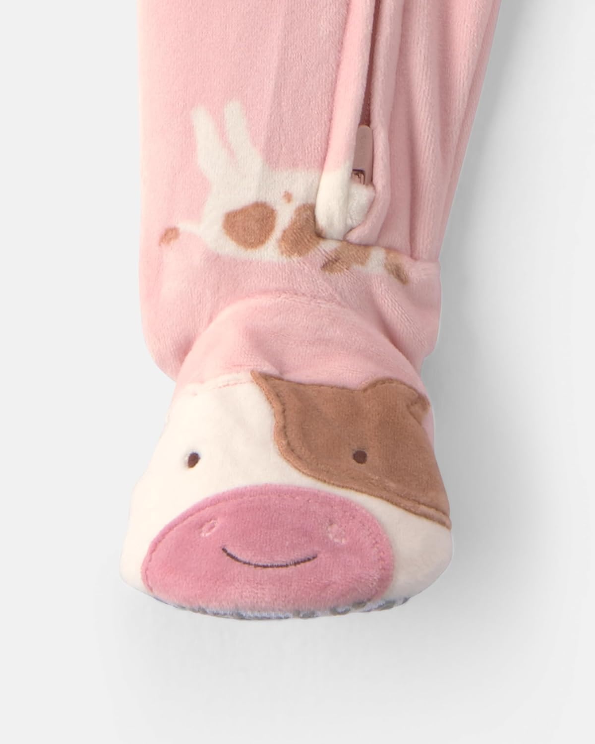 image:imageCarters Baby Girls 1piece Fleece PjPink Cow Feet