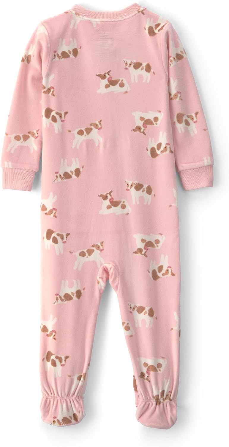 image:imageCarters Baby Girls 1piece Fleece PjPink Cow Feet