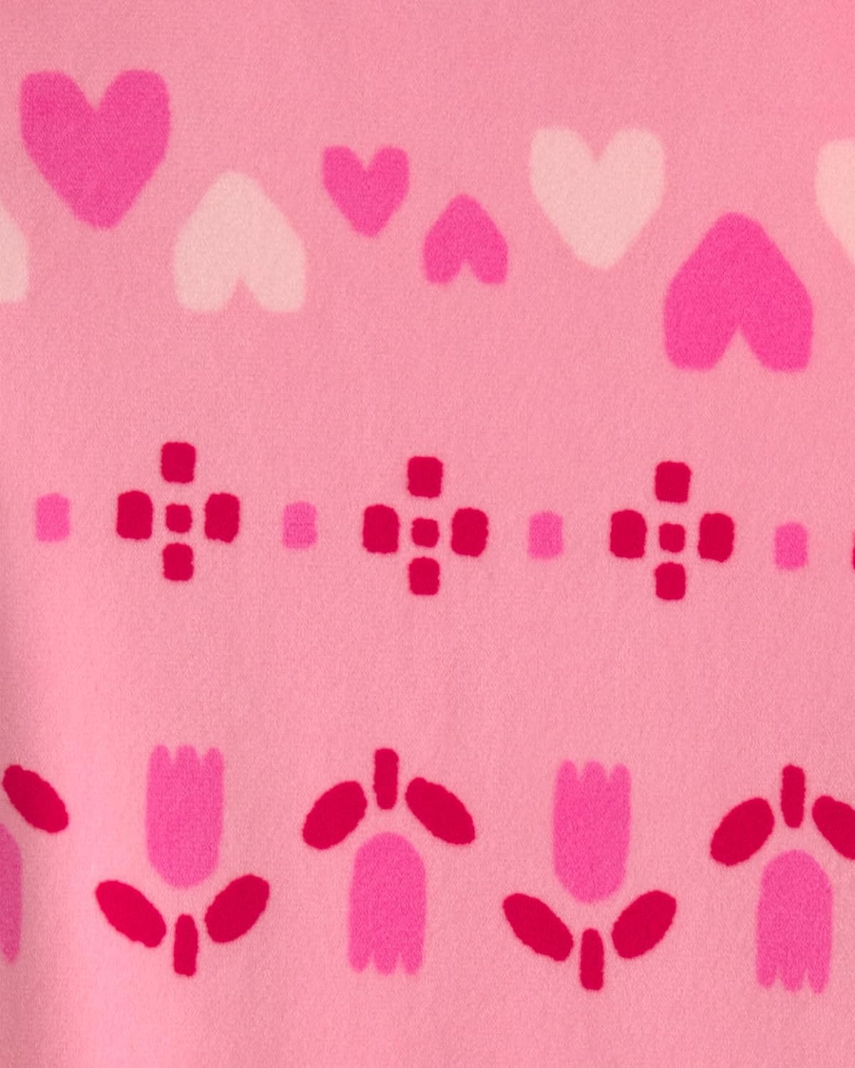 image:imageCarters Baby Girls 1piece Fleece PjPink Heart Fair Isle