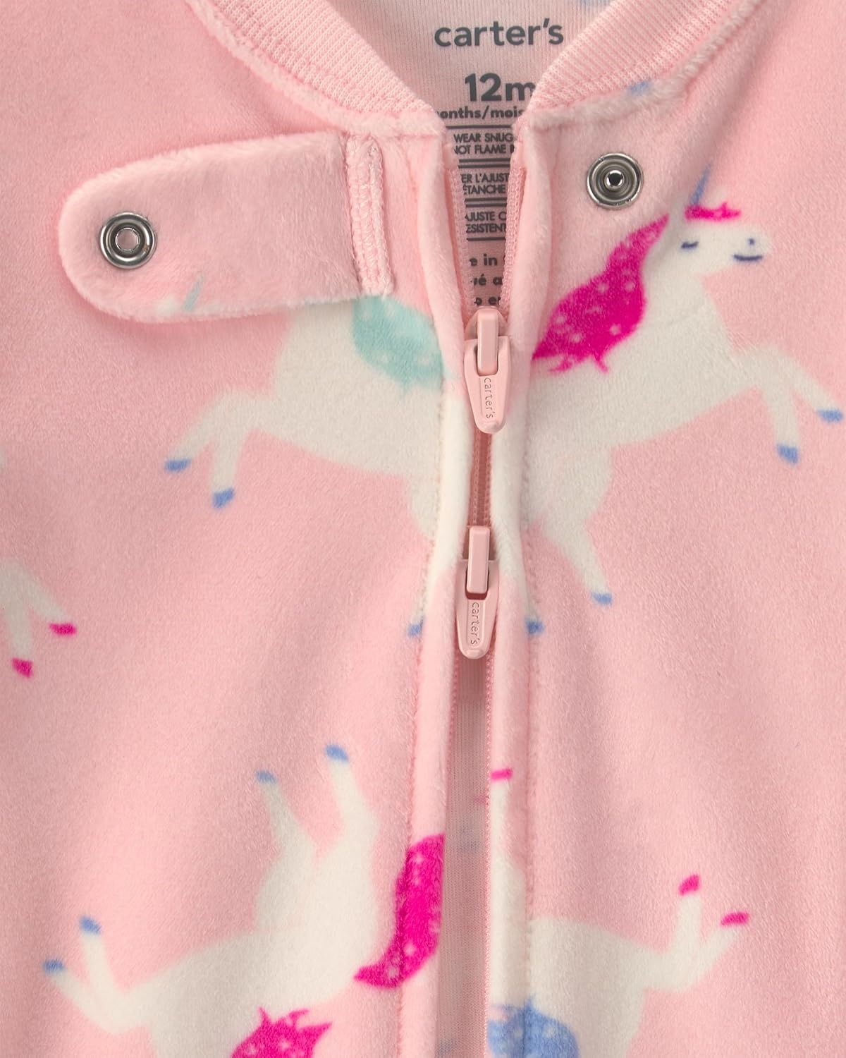 image:imageCarters Baby Girls 1piece Fleece PjPink Unicorn