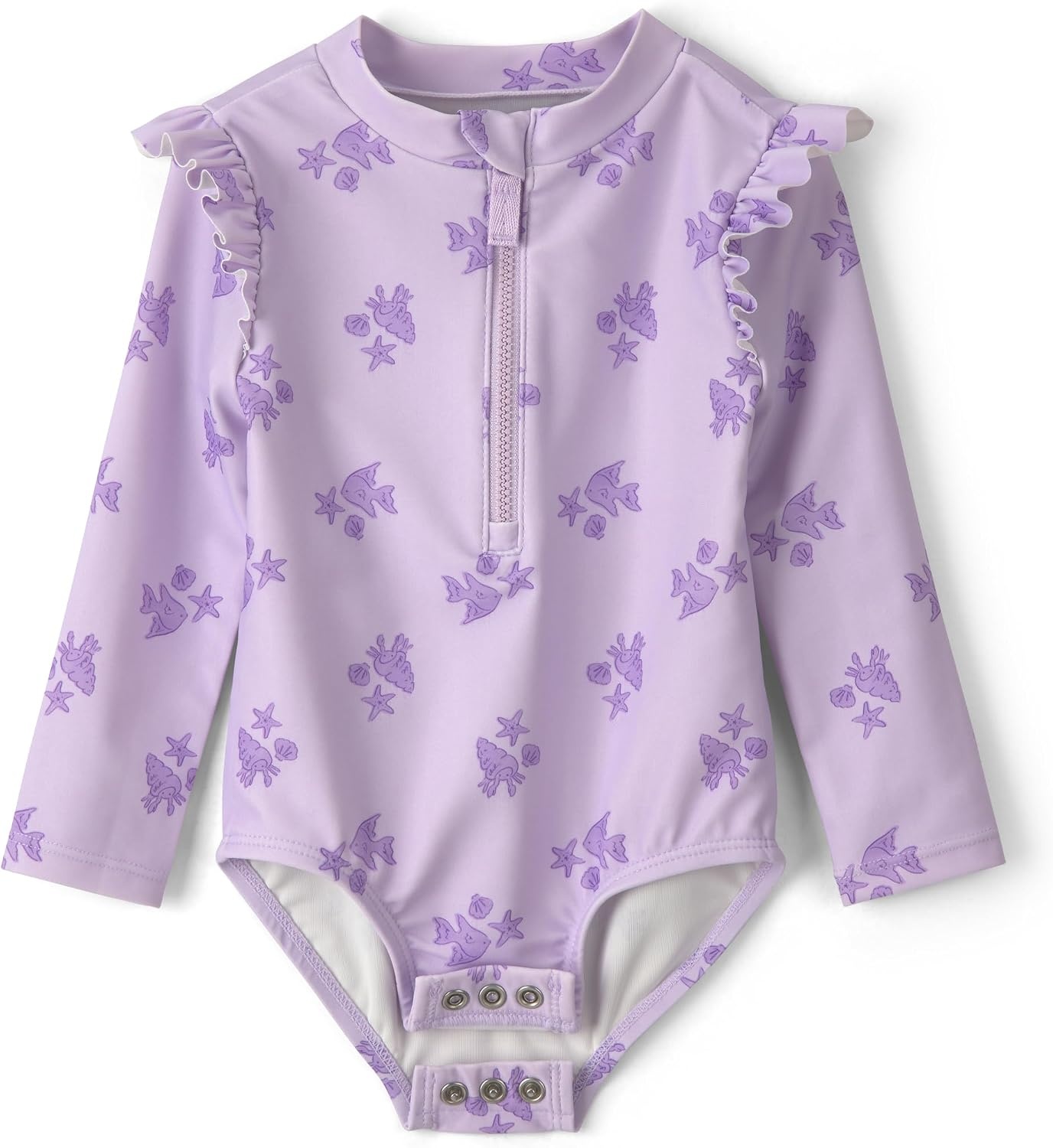 image:imageCarters Baby Girls 1piece RashguardPurple Fish