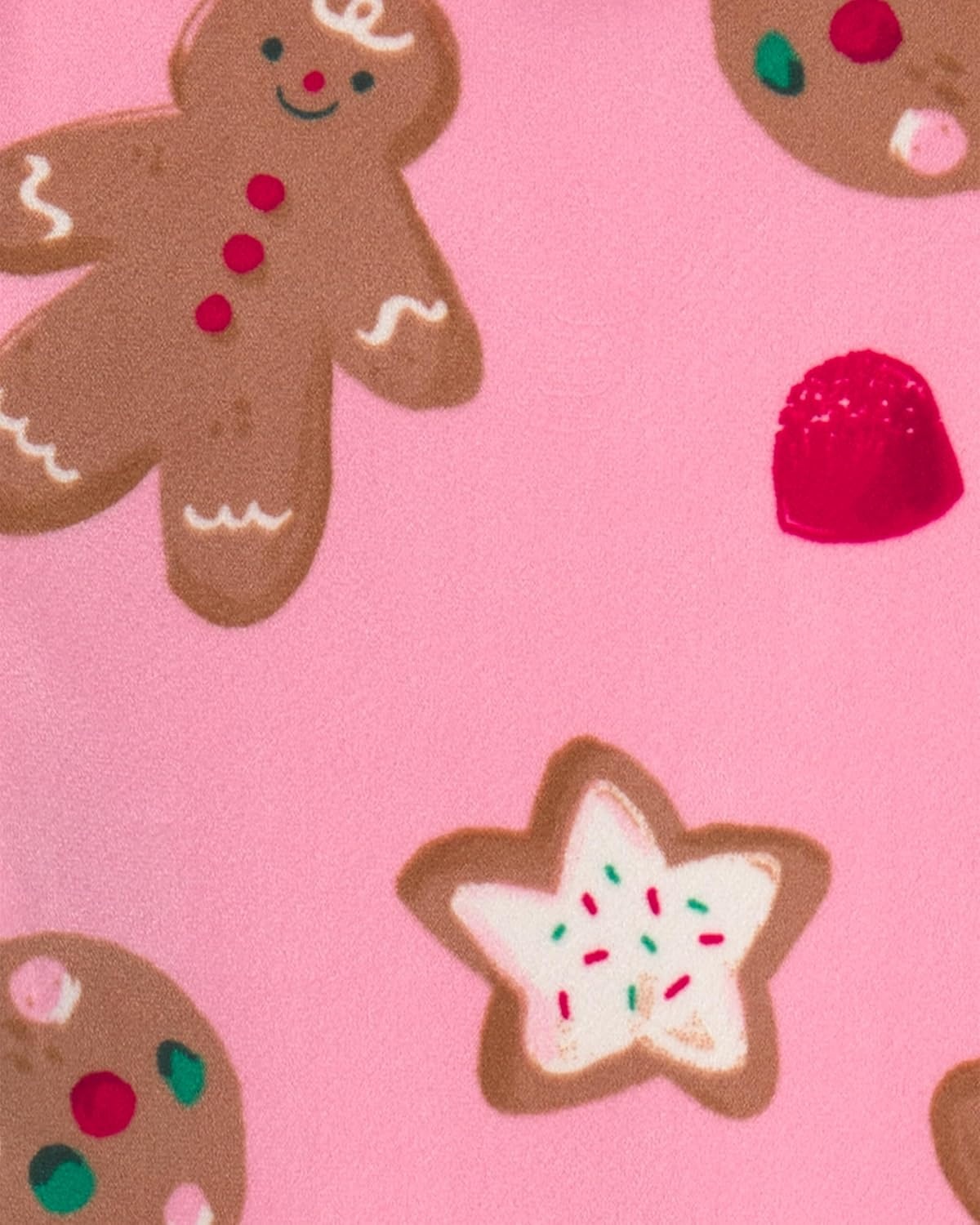 image:imageCarters Baby Girls 2piece Fleece Holiday PjsPink Gingerbread Cookie