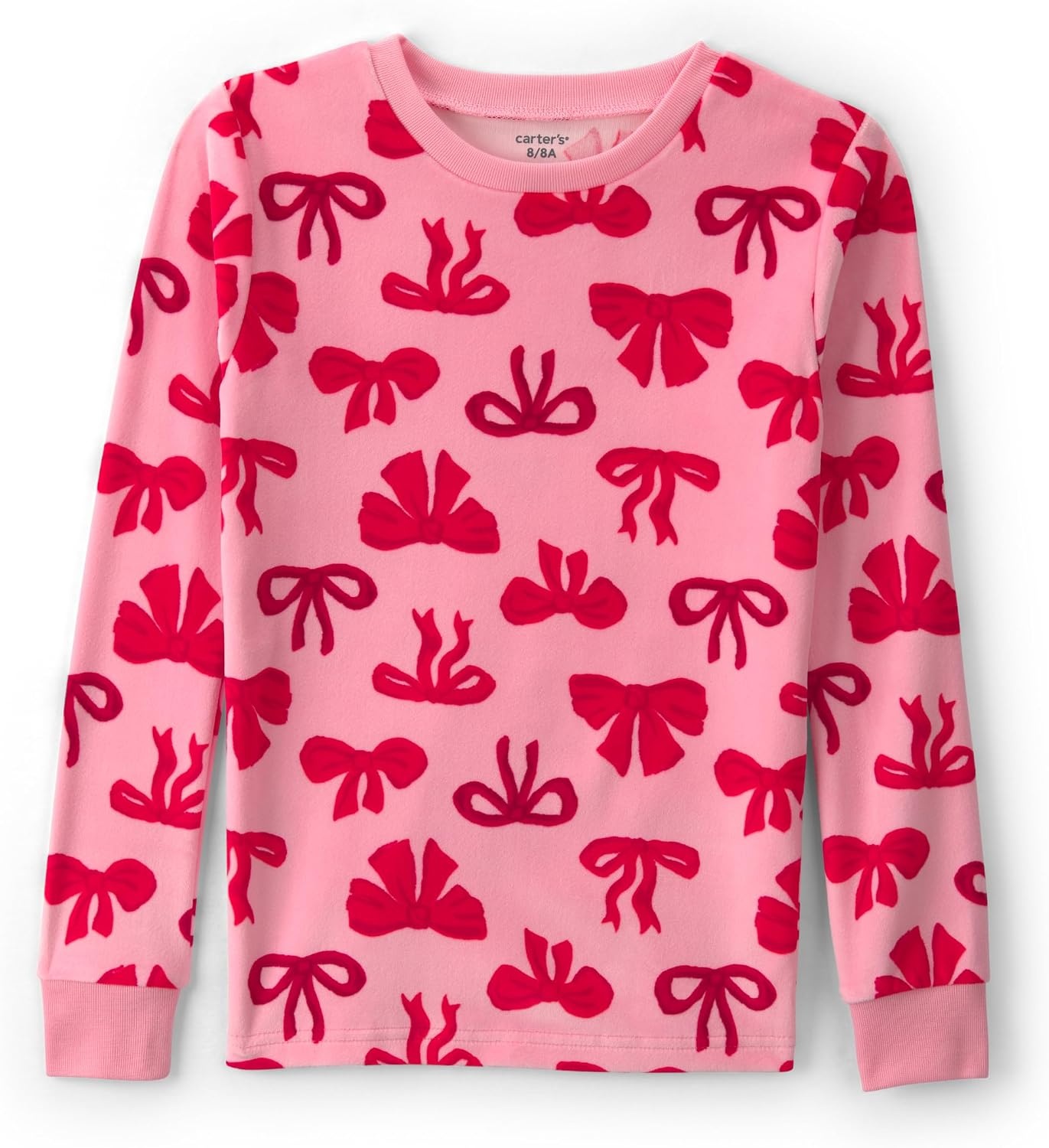 image:imageCarters Baby Girls 2piece Fleece PjsPink and Red Bows