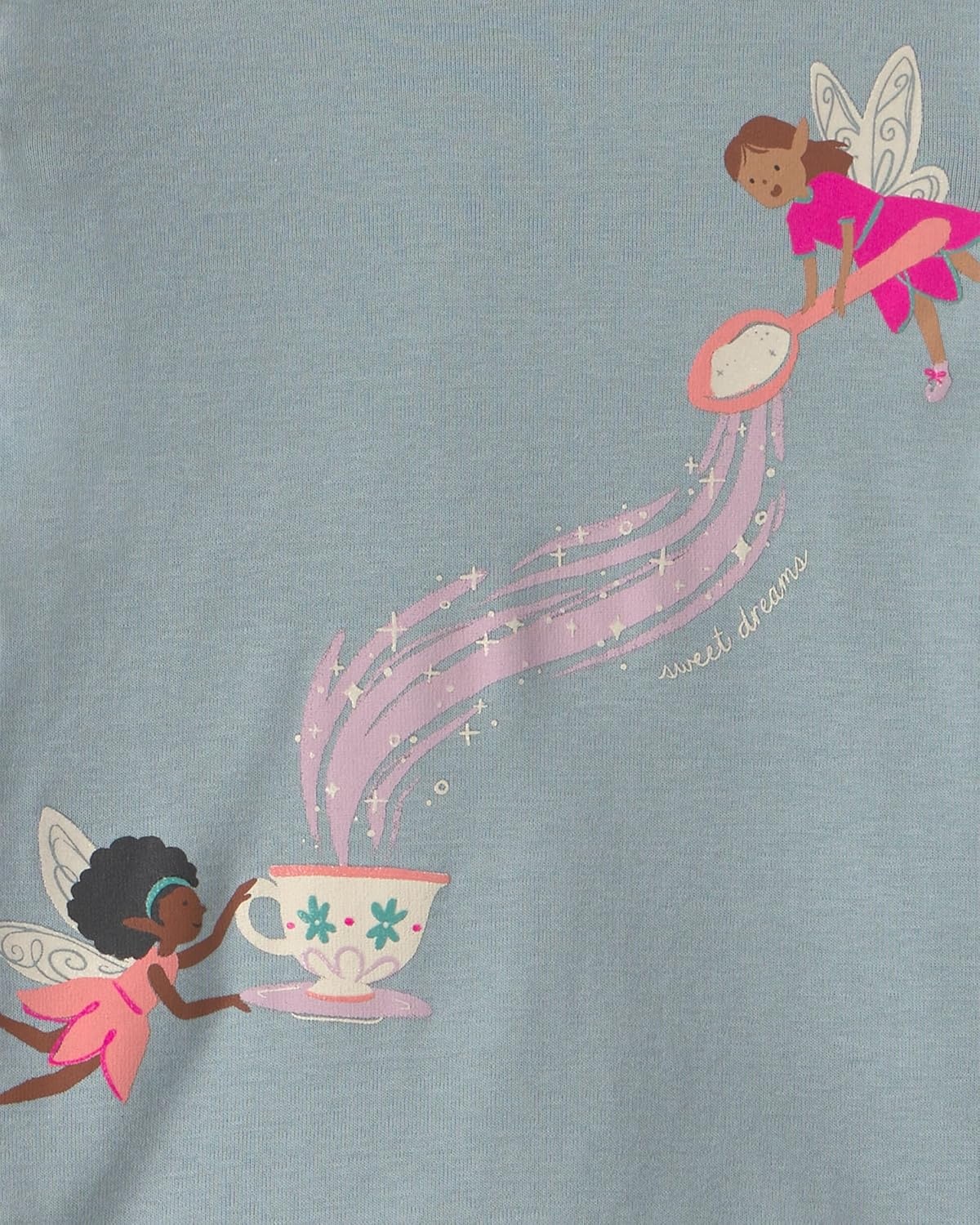 image:imageCarters Baby Girls 4piece Tight Fit Cotton Pajama SetFairy Tea Party Blue