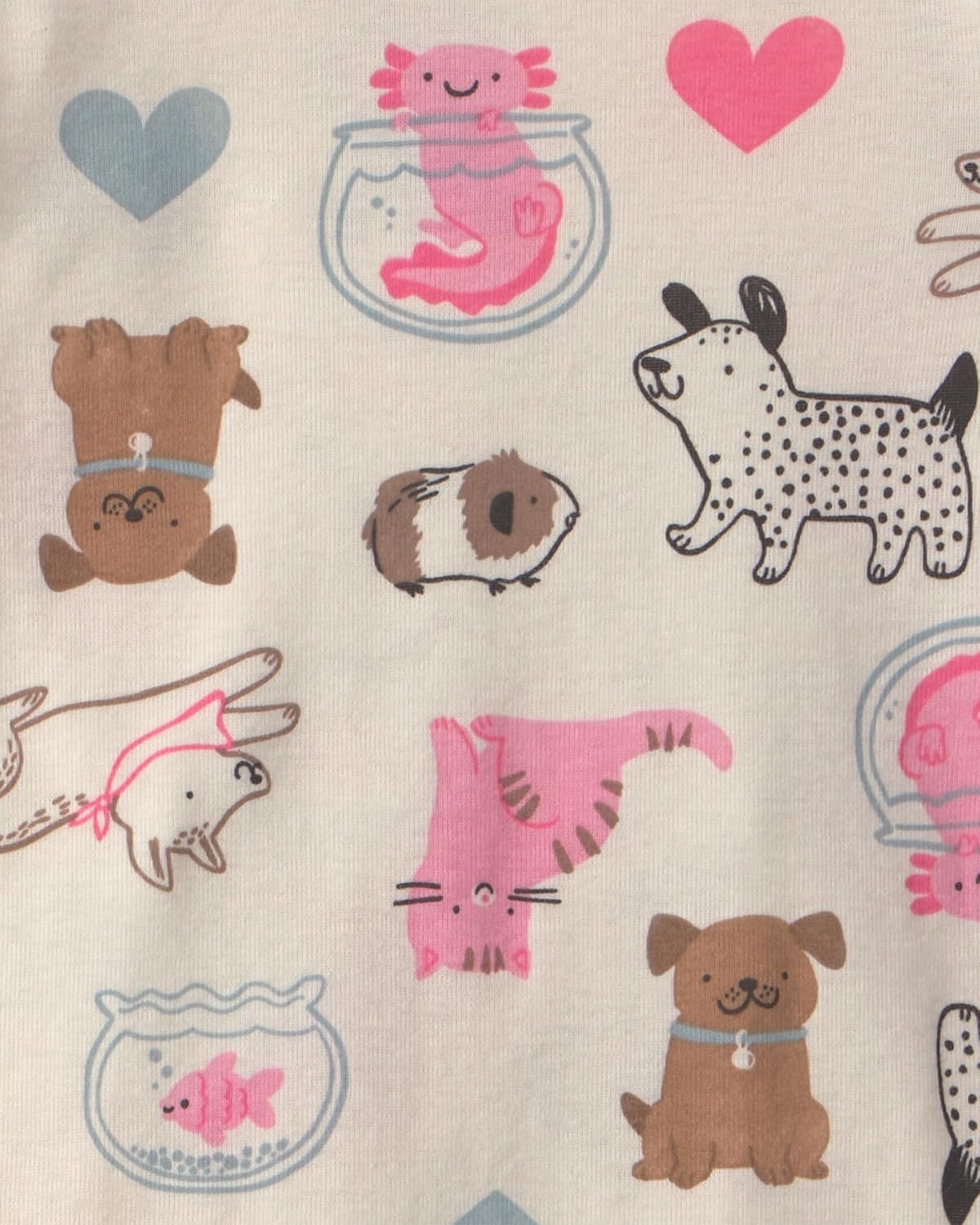 image:imageCarters Baby Girls 4piece Tight Fit Cotton Pajama SetPet Print WPink Stripe